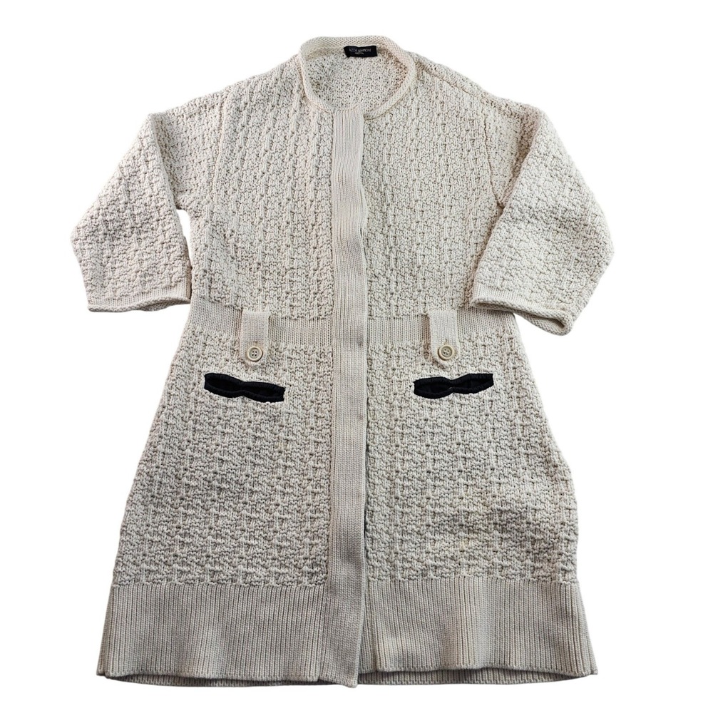Piazza‎ Sempione Textured Knit Cardigan Sweaters Women's Cream Button Front - Picture 2 of 13